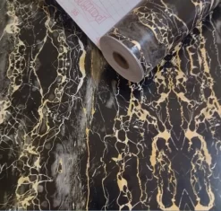 Plakfolie Marmer Zwart-goud (45cm)