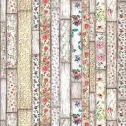 Plakfolie Houten Planken Met Bloemen (45cm)