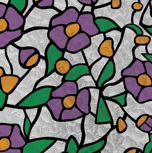 Raamfolie Glas In Lood Paarse Bloem (45cm) 1 Raamfolie Glas In Lood Paarse Bloem (45cm)