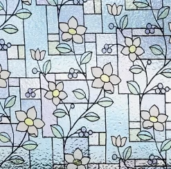 Statisch Raamfolie Glas In Lood Bloem (46cm)