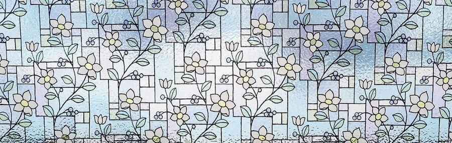 Statisch Raamfolie Glas In Lood Bloem (46cm) 2 Statisch Raamfolie Glas In Lood Bloem (46cm) - Afbeelding 2